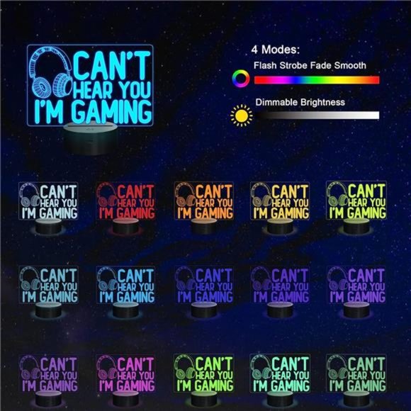 Can't Hear You I'm Gaming Night Light, Headset Graphic Video Games Gamer Gift - Picture 2 of 6